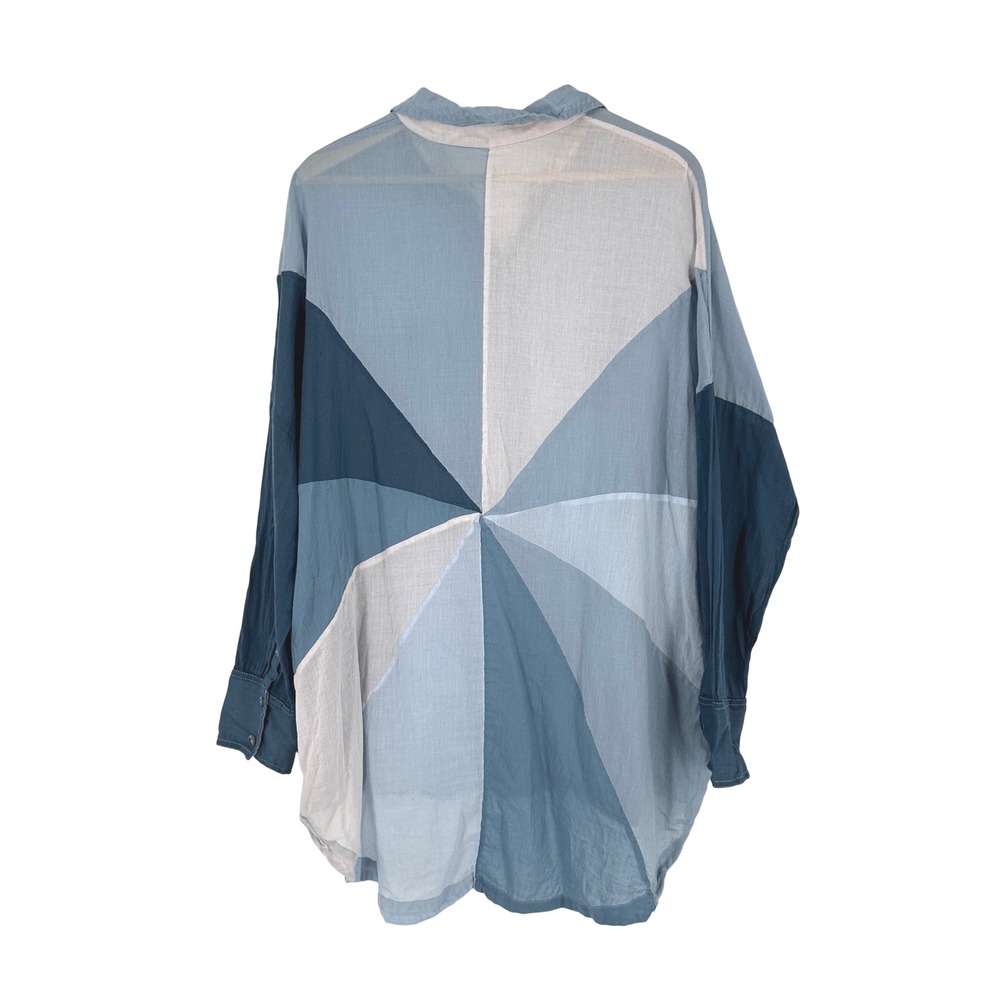 Free People Rainbow Rays Patchwork Long Sleeve Bu… - image 1